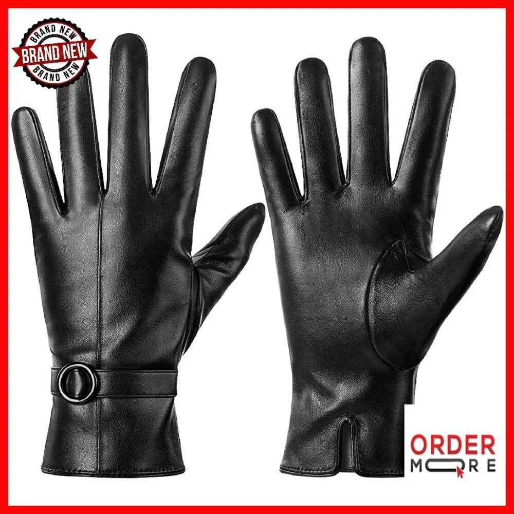 Women's Winter Leather Gloves Touchscreen Warm Driving Lambskin
